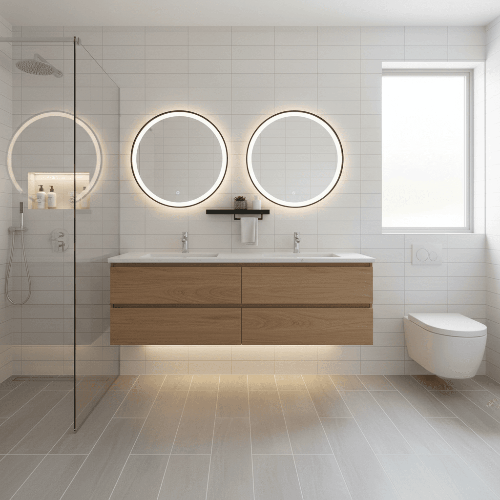 Contemporary bathroom renovation with modern fixtures