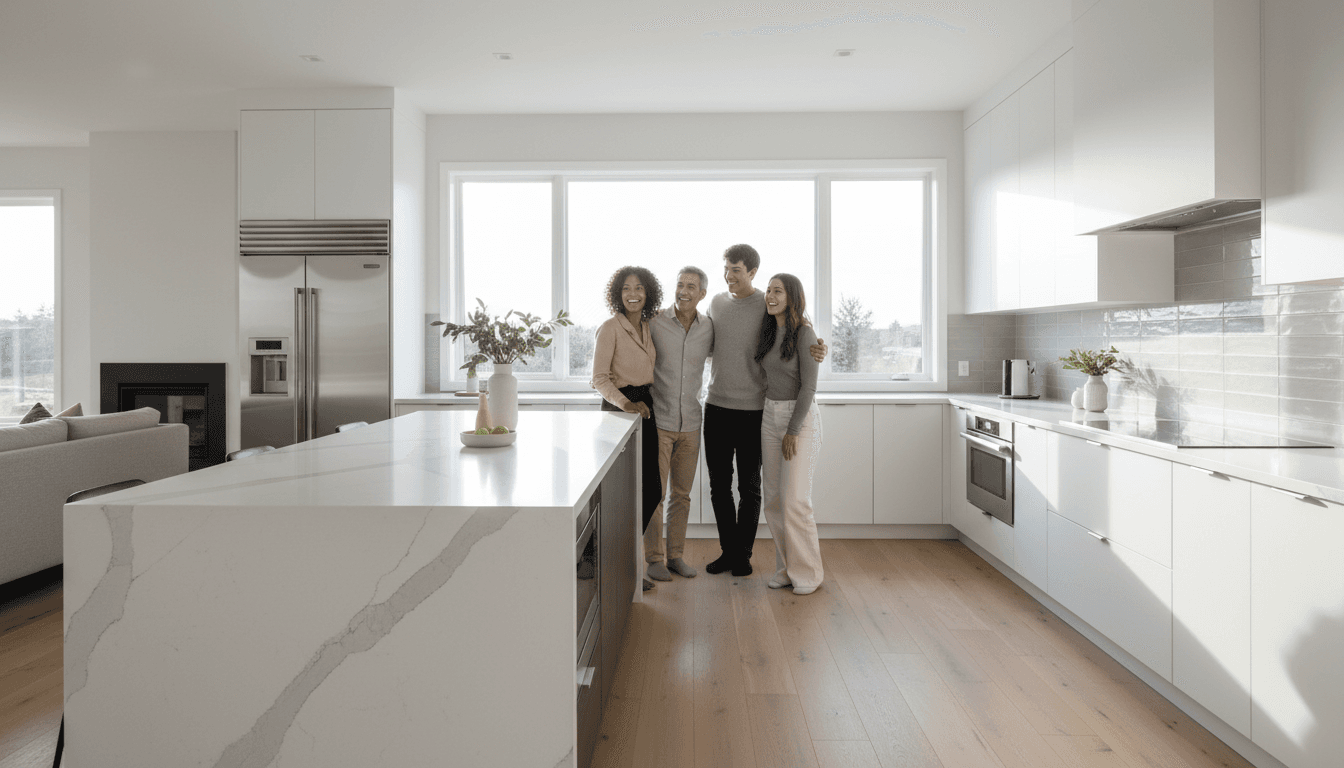 Newly remodeled kitchen with granite counters and custom cabinets
