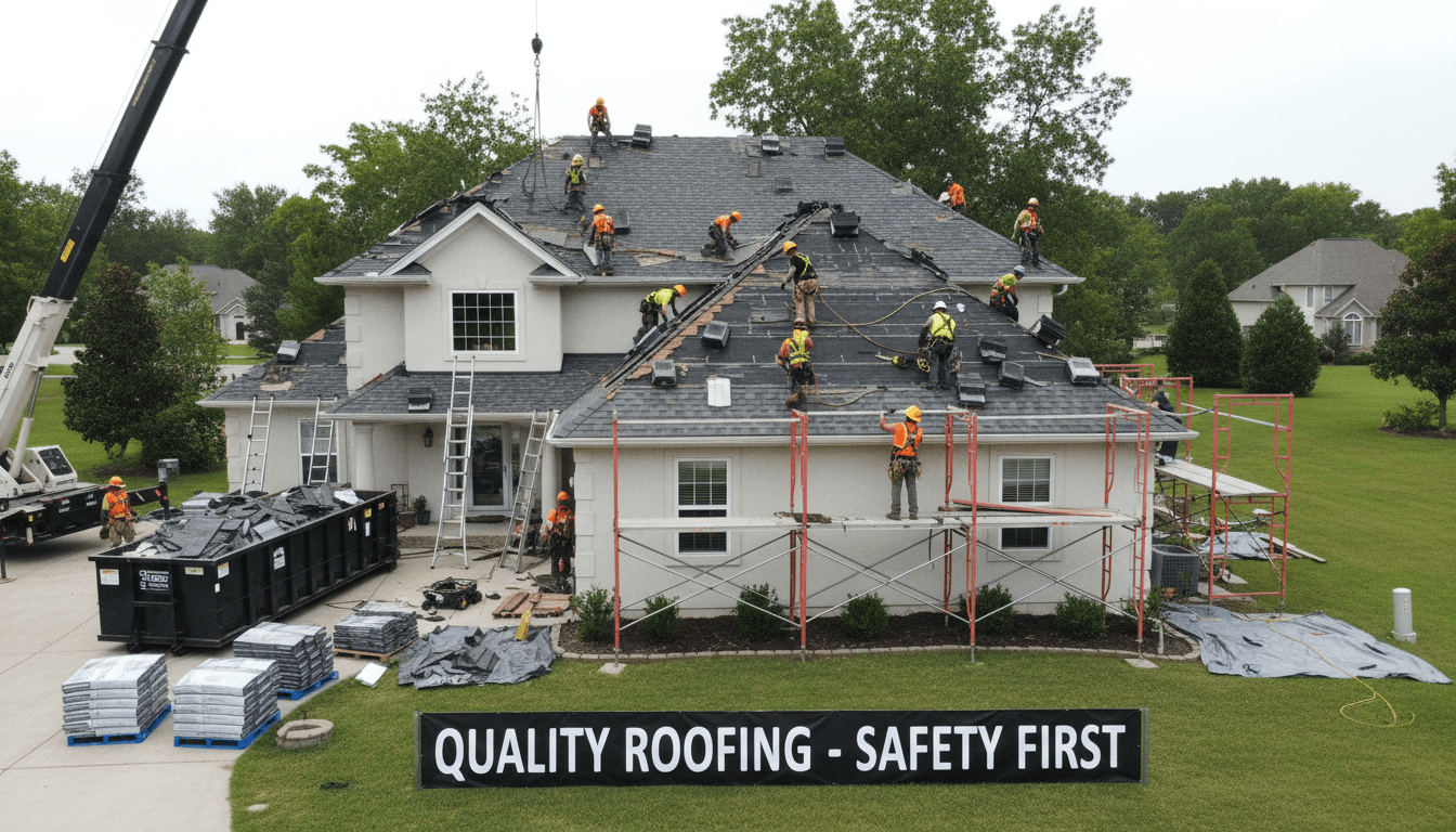 Roofing repair and replacement work on residential property