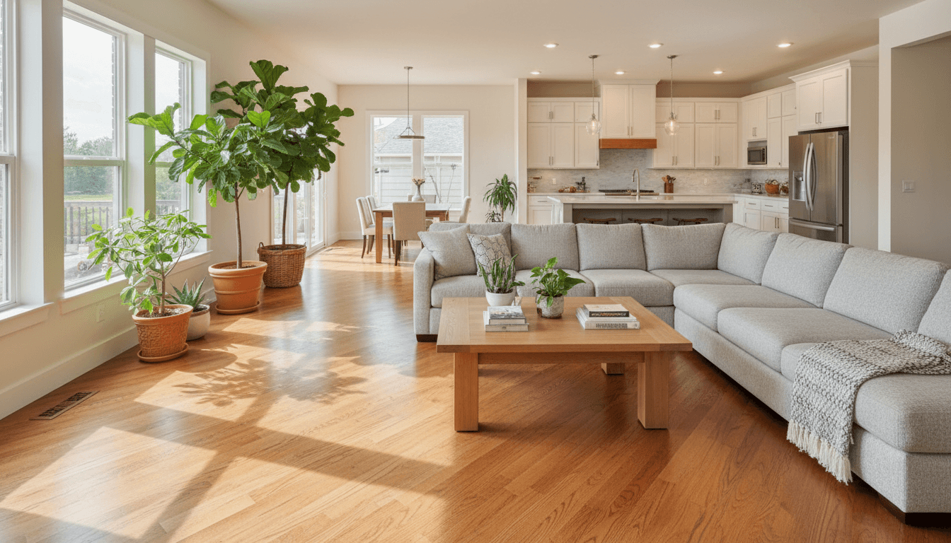 Living room remodel with new flooring