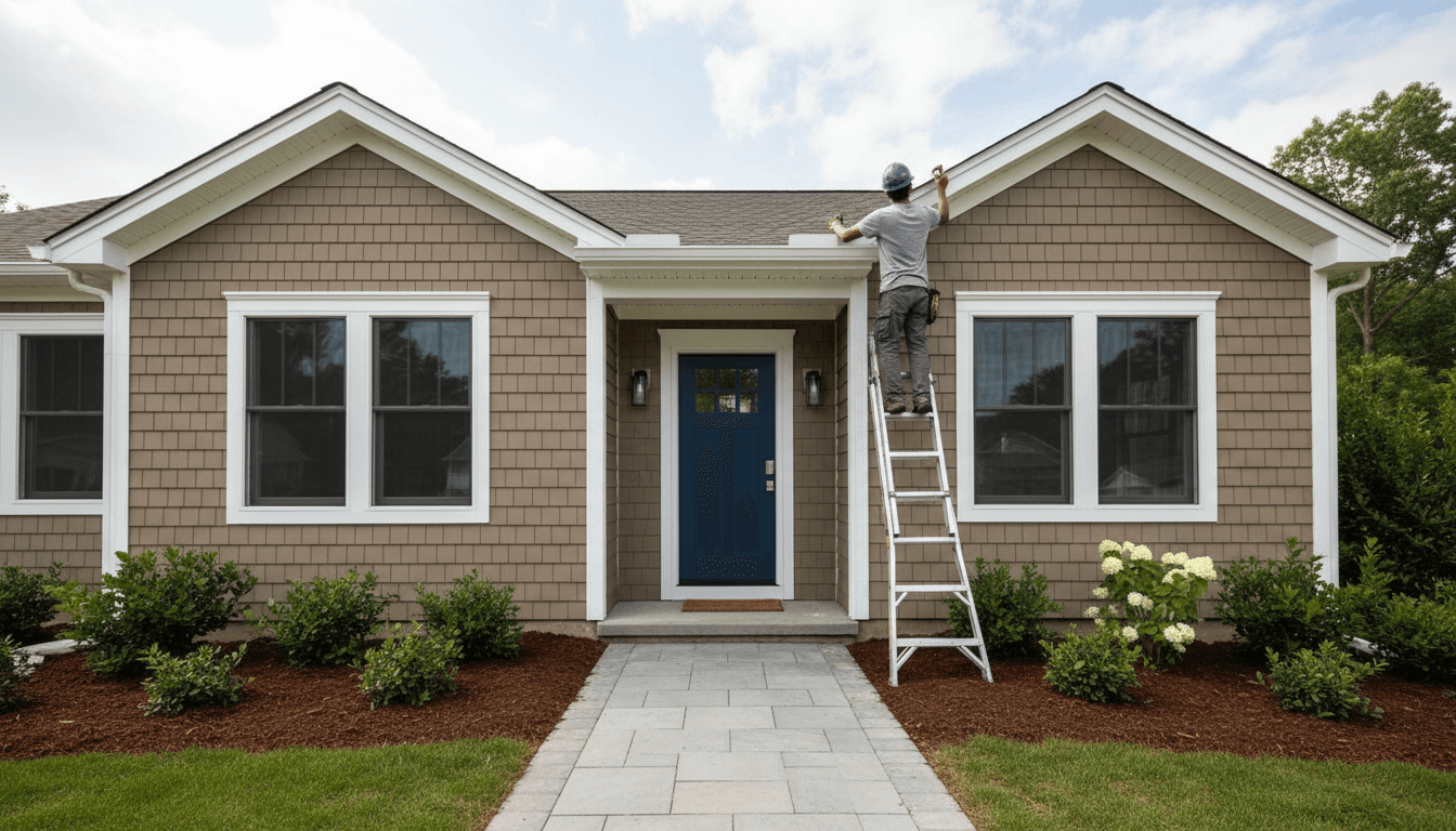 Exterior home renovation with new siding