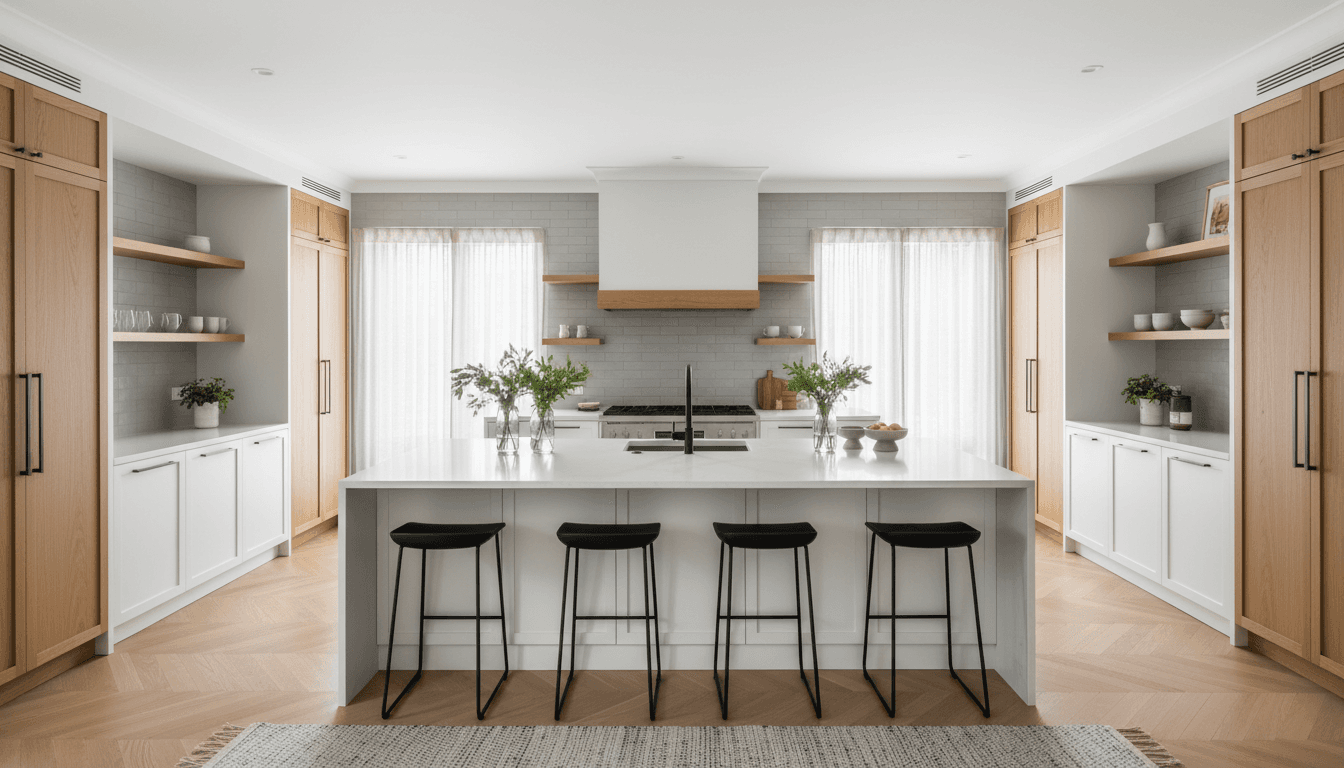 Kitchen remodel with white cabinets and granite counters
